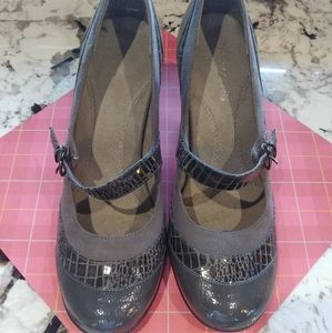Aerosoles Gray Snake Troley Mary Janes